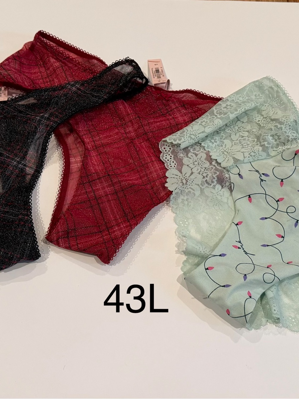 Women's Lace-Trim Hipster Panties - Mint Green, Burgundy, Black Set